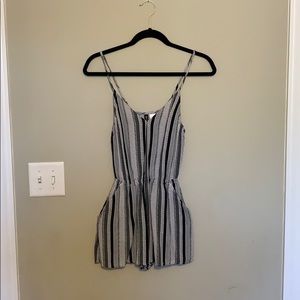 H&M Black and White Romper with Pockets